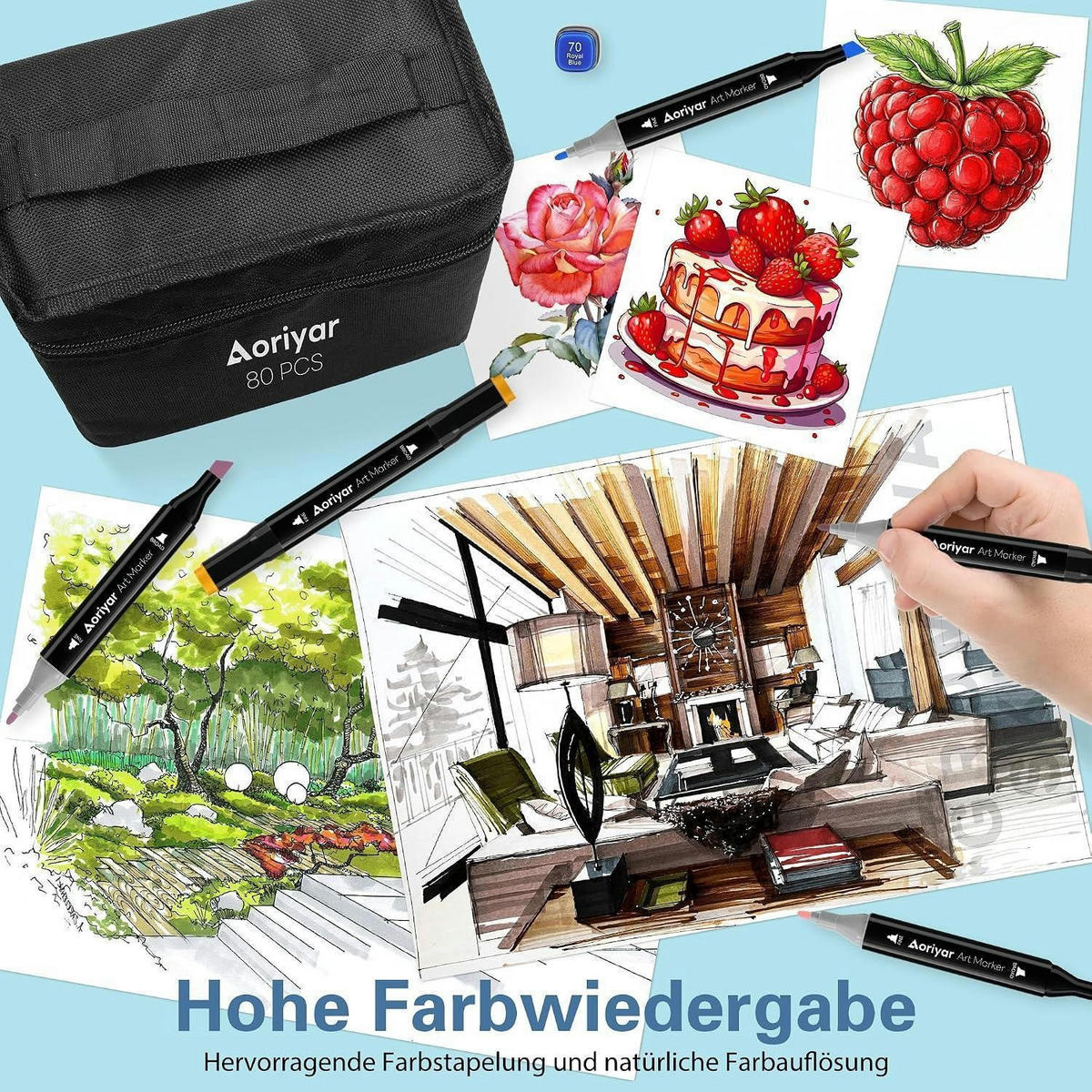 MARKER-SET 80 Farben – Dual Tip mit Aufbewahrungsbox - Multicolor, Kunststoff (10/10/15cm)