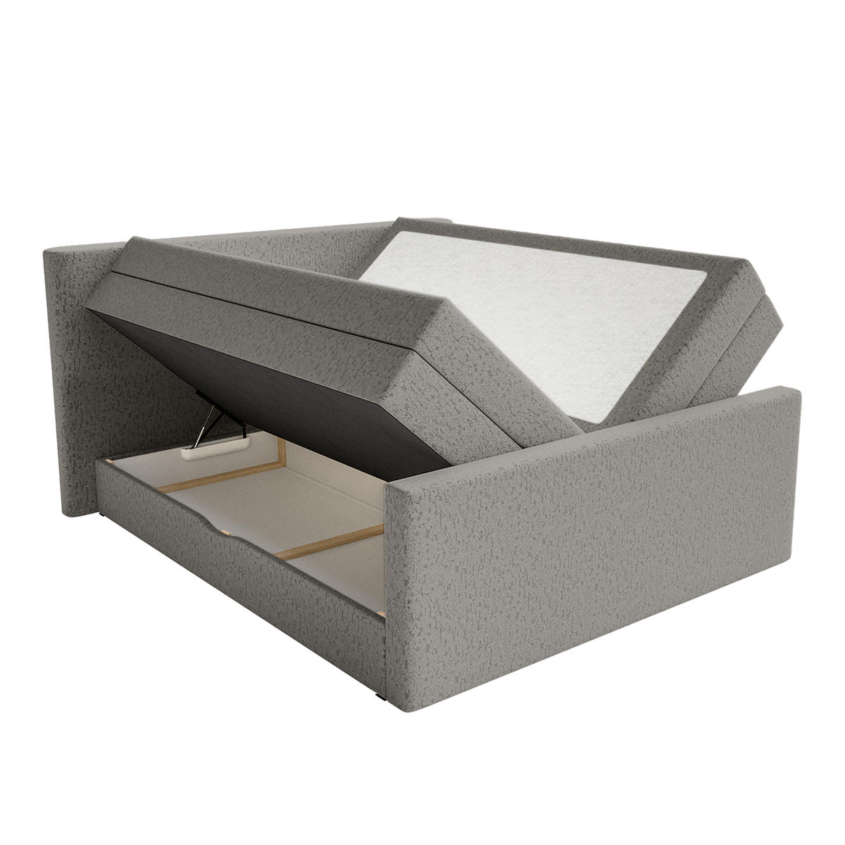 BOXSPRINGBETT Velipoja Premium 140x200 cm, Grau - Grau, Textil (140/200cm) - Fedve