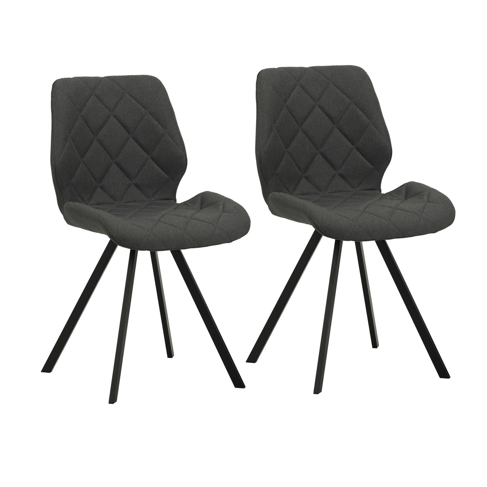 ESSZIMMERSTUHL DIAMOND 2er Set Stoffbezug Dunkelgrau - Dunkelgrau/Schwarz, Textil (45/82/52cm) - SVITA