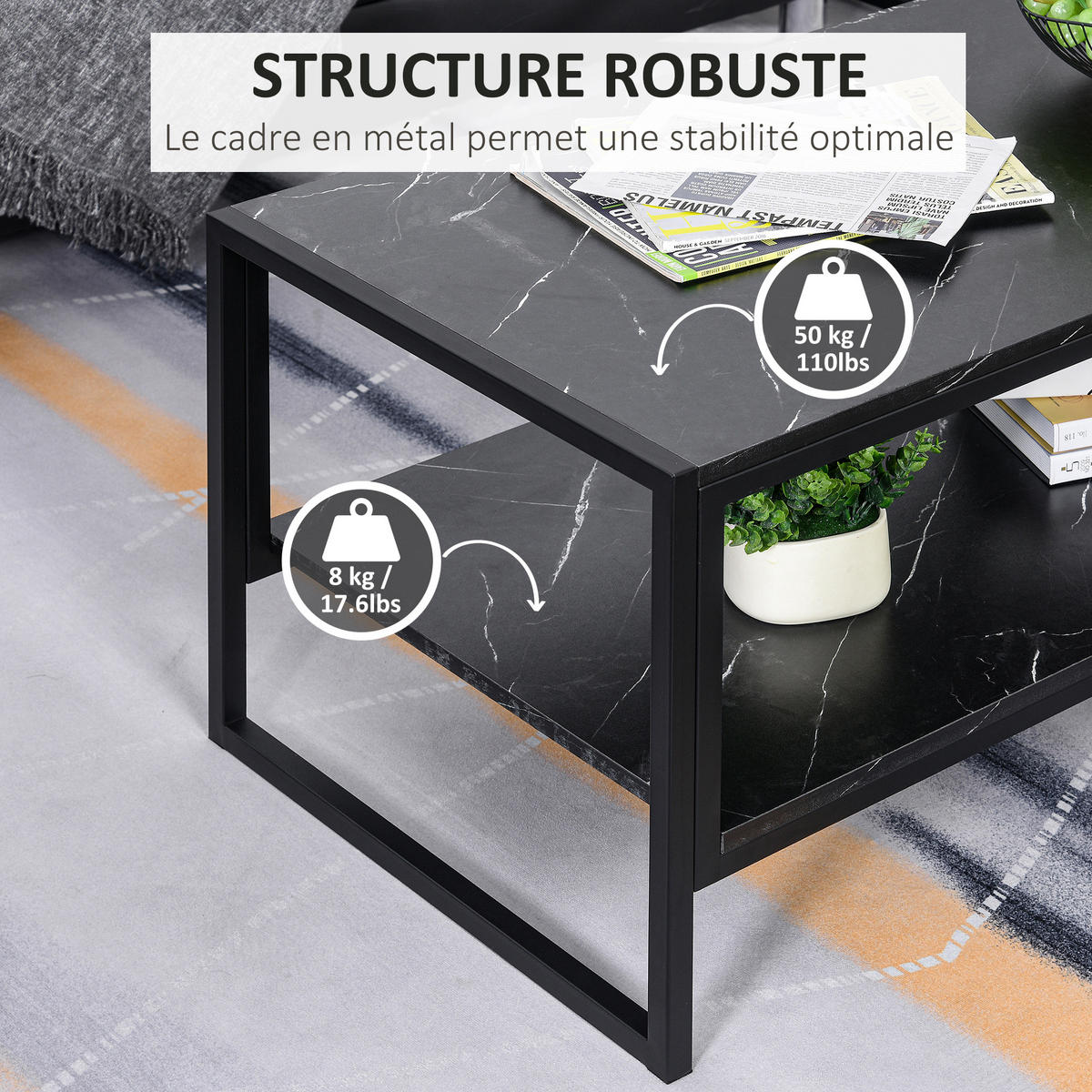 COUCHTISCH Schwarz 106/50/47 cm - Schwarz, Holz (50/106/47cm) - PANGIVO