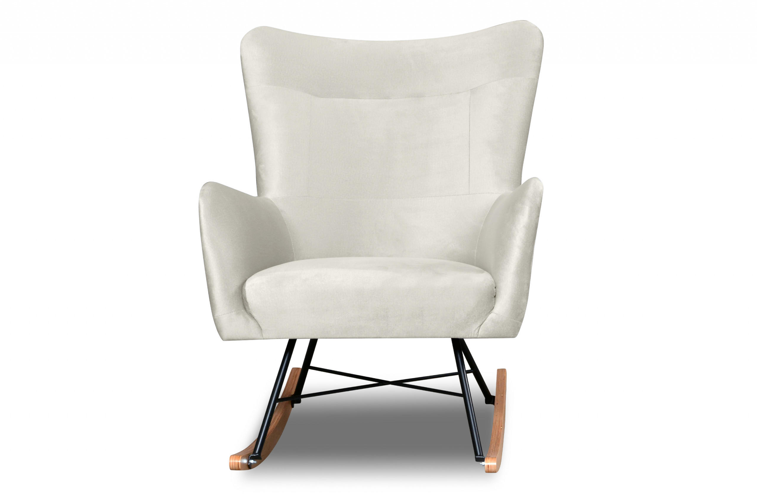SCHAUKELSESSEL ADDUCTI pflegeleichter Veloursstoff, Creme - Eichefarben/Creme, Holz/Textil (75/94/112cm) - KONSIMO®