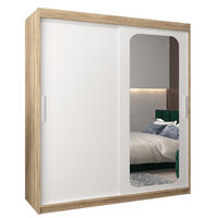 SCHWEBETÜRENSCHRANK 200/180/62 2-türig - Silberfarben/Weiß, Holz/Kunststoff (180/200/62cm) - Abiks Möbel