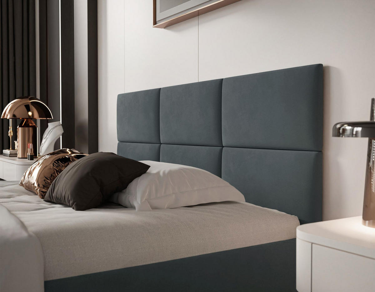 POLSTERBETT Nestio stahlgrau Samt 180x200 cm - Dunkelgrau, Kunststoff/Textil (180/200cm) - Selsey
