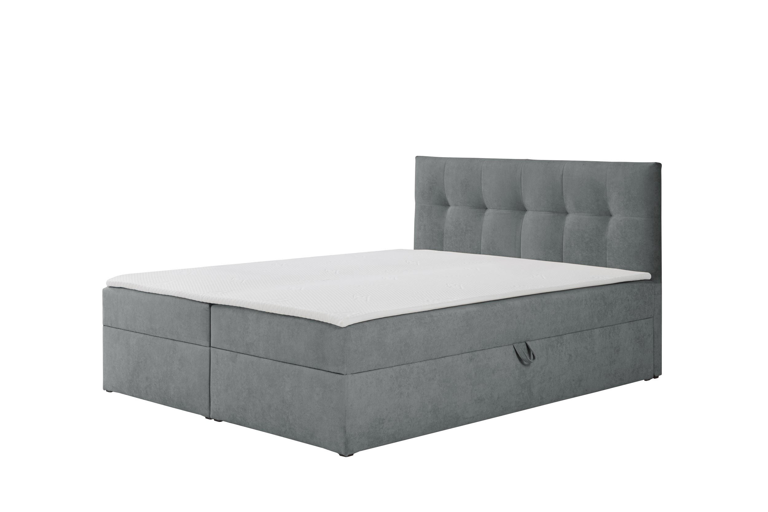 BOXBETT Toronto 140x200 Bonell-Matratze H3 und Topper - Dunkelgrau/Silberfarben, Holz/Holzwerkstoff (140/200cm) - Ravio