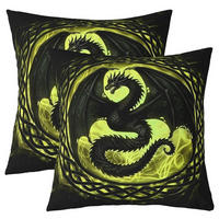KISSENBEZÜGE 2-teiliges Set 60 x 60 cm Drachenmotiv Schwarz Gelb - Multicolor, Textil (60/60cm)