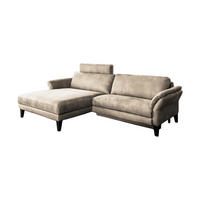 ECKSOFA MALTA Beige Webstoff - Beige/Schwarz, Buchenholz/Textil (302/175cm) - KAWOLA