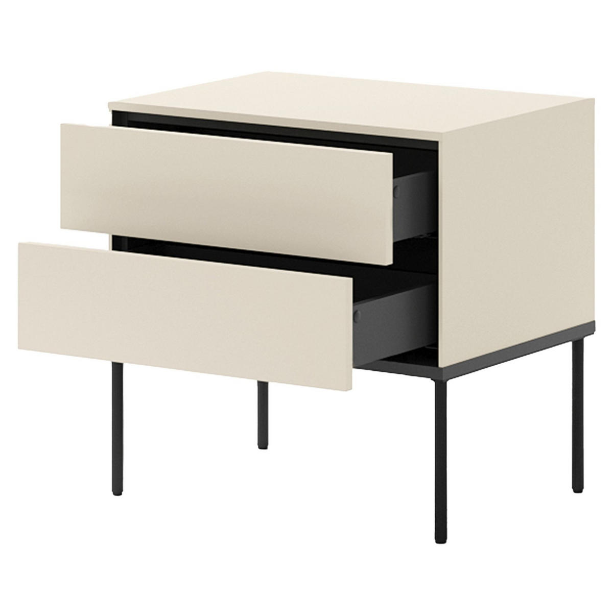 NACHTTISCH Bellezo Creme 56 cm - Creme/Schwarz, Holzwerkstoff (55.3/55/40.3cm) - Selsey