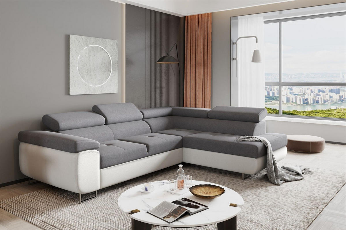 ECKSOFA Jade Mit Schlaffunktion - Grau, Holzwerkstoff/Textil (275/202cm) - Fun Möbel
