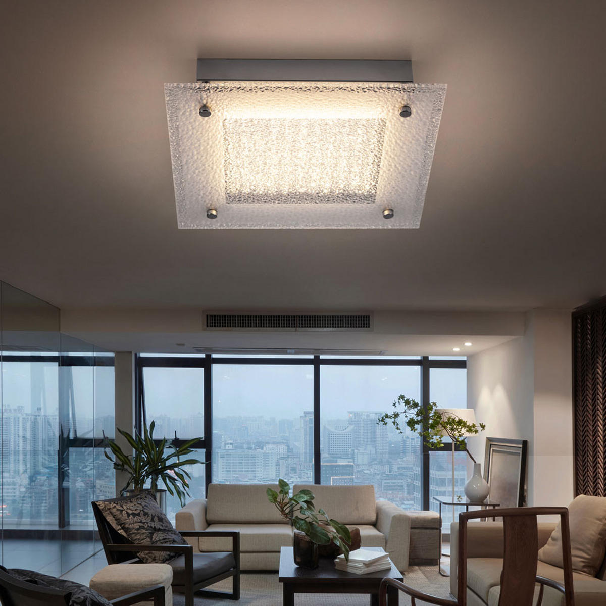 LED DECKENLEUCHTE Metall Klar - Klar, Glas (25/25/5.5cm) - Globo Lighting