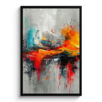 POSTER MIT RAHMEN Moderne Kunst - Orange - Grau - Abstrakt 60x90 cm - Hellgrau, Papier (60/90cm) - MuchoWow