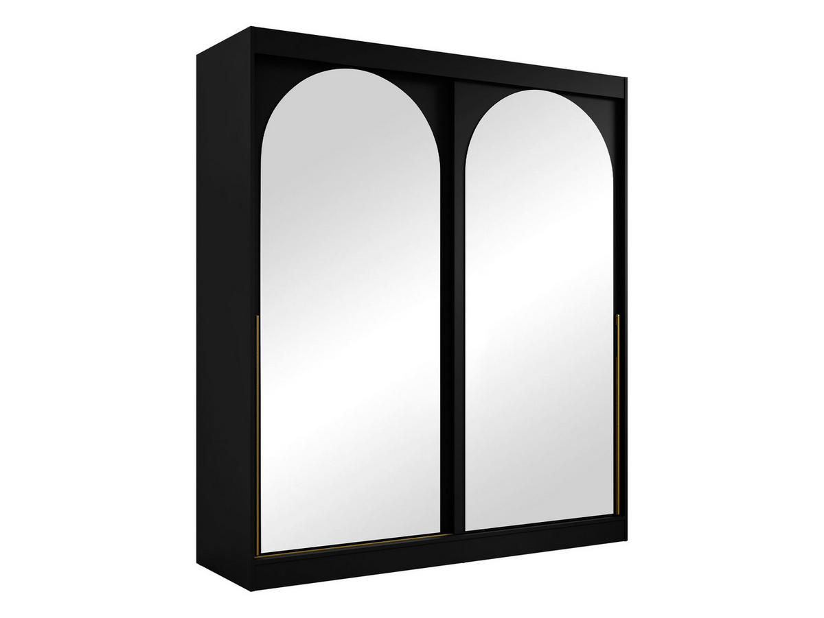 SCHIEBETÜRENSCHRANK Modin 180 - Goldfarben/Schwarz, Holzwerkstoff/Kunststoff (180/216/65cm) - MIRJAN24