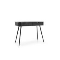 KONSOLENTISCH PORTO (Oval, Rillenfront, Schwarz Matt, Schwarze Füße) - Schwarz, Holz/Holzwerkstoff (49/103/80cm) - Ravio