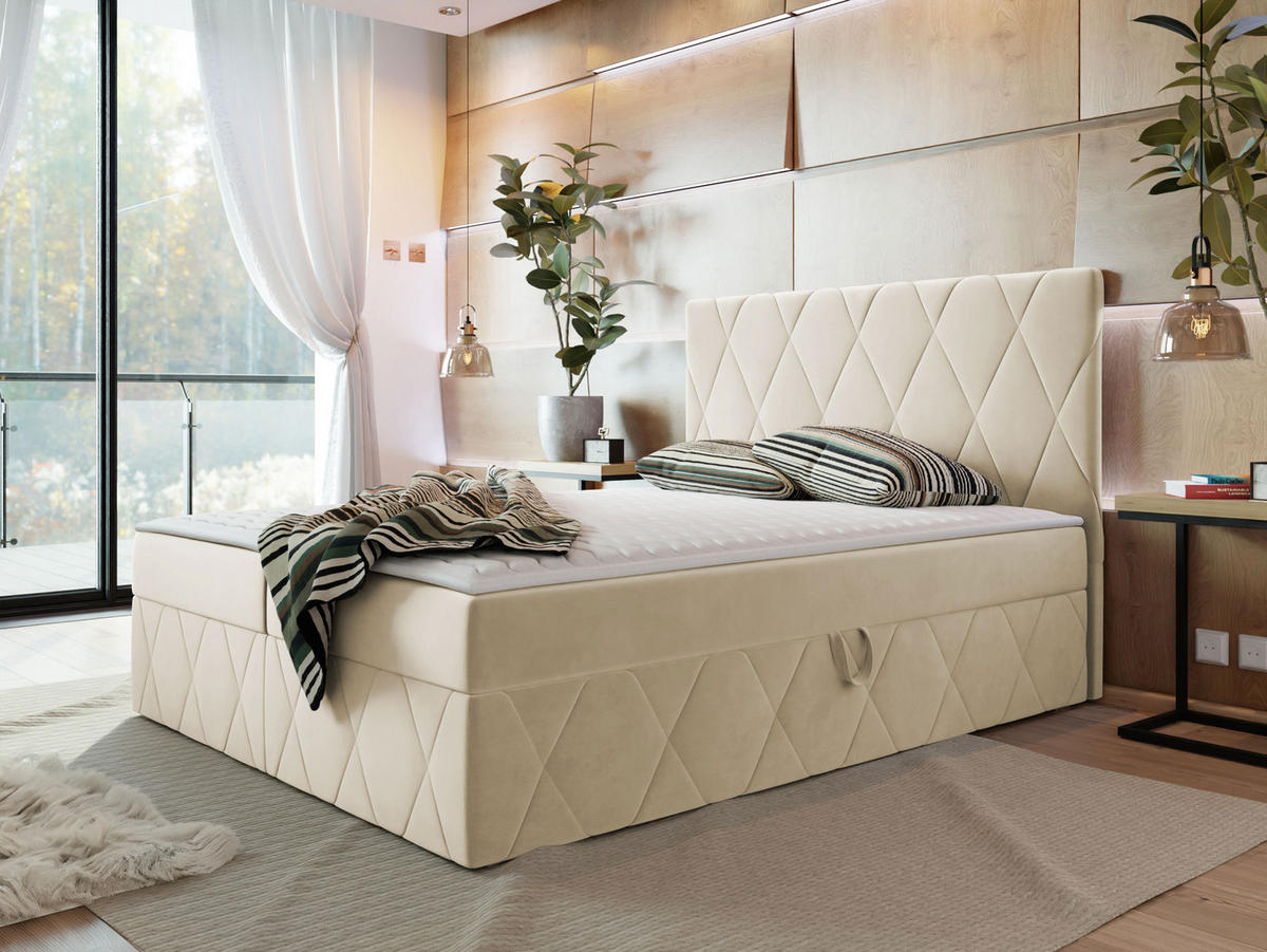 BOXBETT Simoti - Beige, Holzwerkstoff (180/200cm) - MIRJAN24