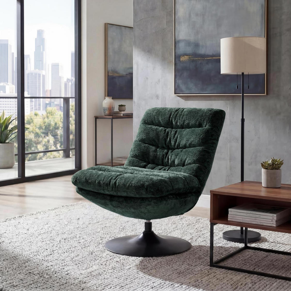 LOUNGESESSEL Green - Grün, Textil (72/91/90cm) - MCW