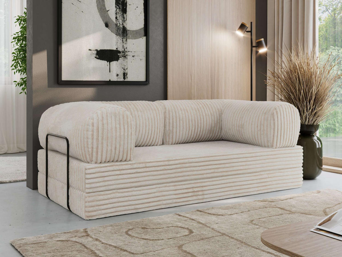 TROJMIESTNA POHOVKA ORSETTO - Béžová Manšester - čierna/béžová, kov/textil (200/70/100cm) - MKS