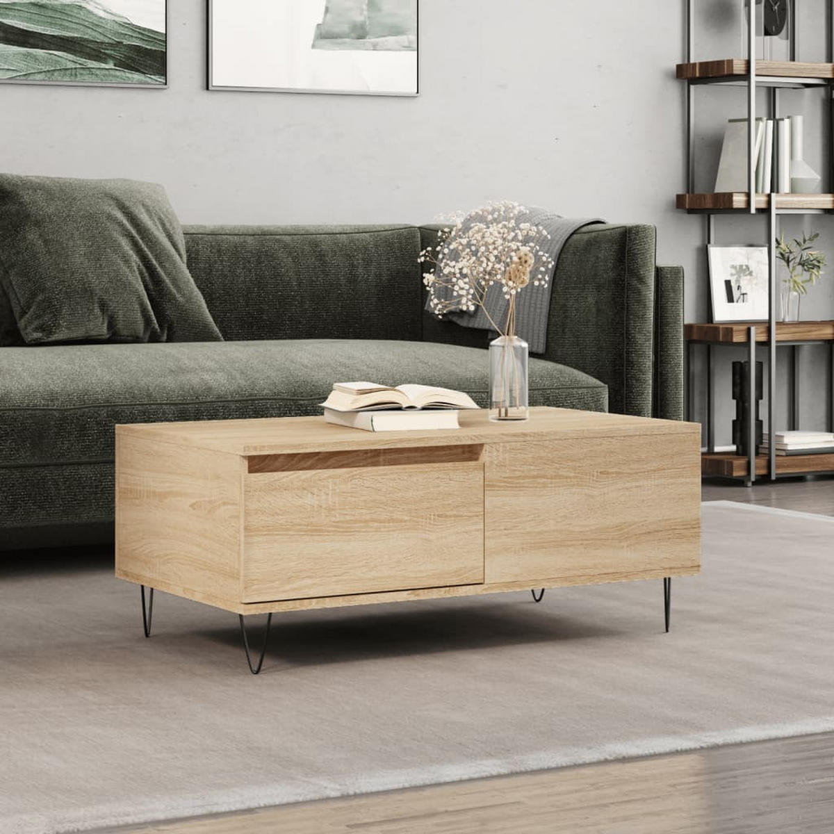 COUCHTISCH Sonoma-Eiche 90x50x36,5 cm Holzwerkstoff - Braun, Holzwerkstoff (50/90/36.5cm) - furnicato