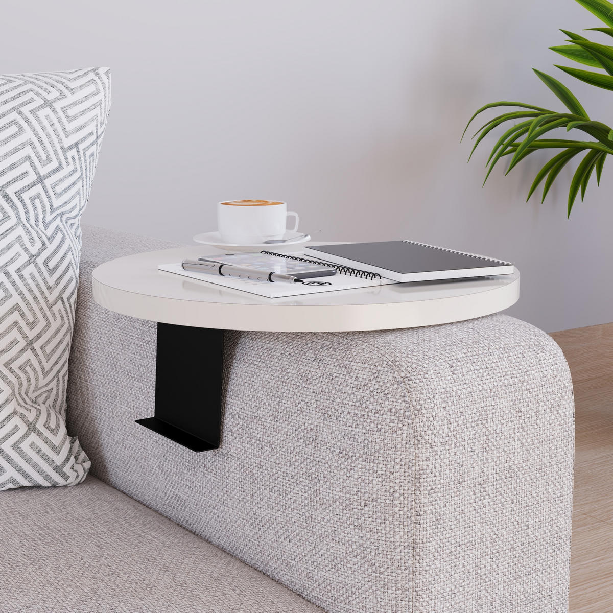 SOFATABLETT Kuleskyd - Creme, Holzwerkstoff/Metall (34/13.5/34cm) - [en.casa]