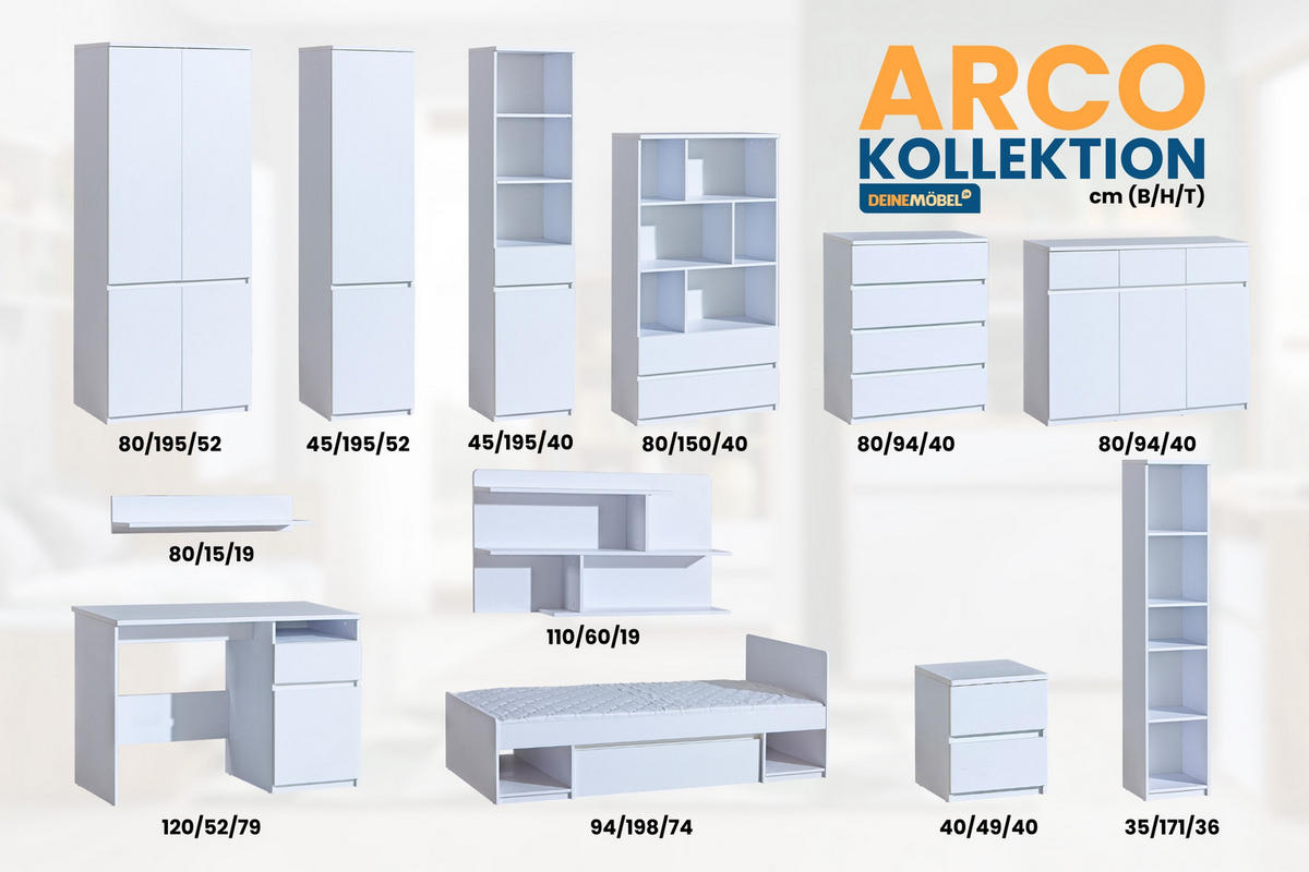 KINDERKOMMODE ARCO 06 120 cm in Weiß Arctic Matt - Weiß, Holzwerkstoff (120/94/40cm) - Deine Möbel 24