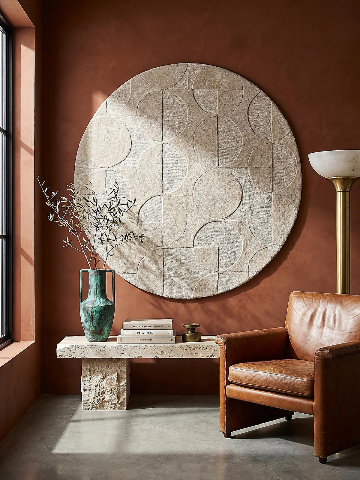 WOLLTEPPICH DEBEN, geometrisch, aus Wolle, Elfenbein, Ø 160 cm - Champagner, Textil (160/160cm) - KADIMA DESIGN