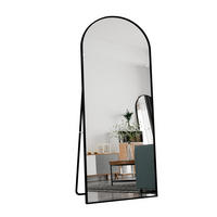 STANDSPIEGEL Bogen 180x80 cm Metallrahmen schwarz - Schwarz, Holz (80/180/3cm) - LEBENLANG