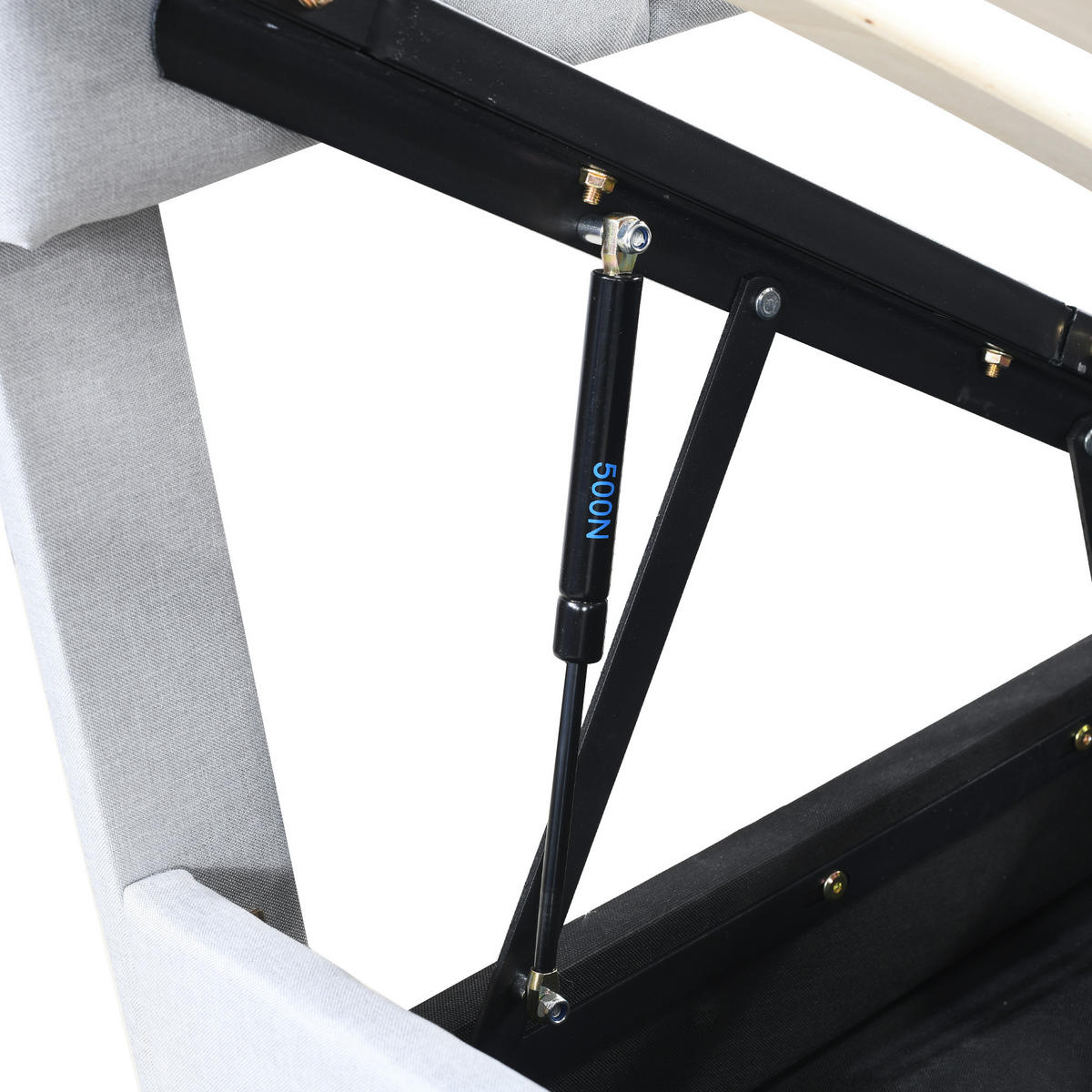 POLSTERBETT 90/200 cm grau hydraulisches Stauraumbett mit verstellbarem Kopfteil - Grau, Textil (90/200cm) - OKWISH