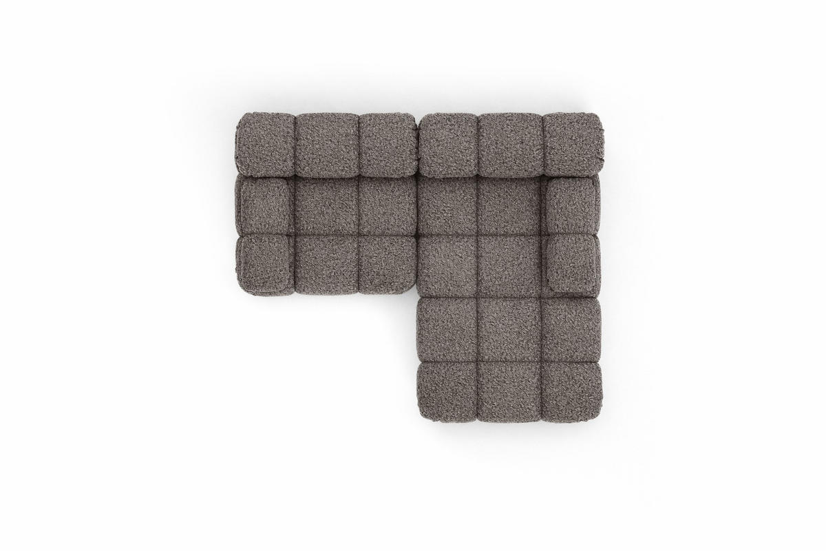ECKSOFA L-form Mini Modular, Bouclé-Stoff Abriamo, Braun, Rechts, Selia - Braun, Holz (190/160cm) - Kaiser Möbel