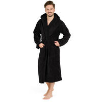 BADENMANTEL Herren L - mit gefütterter Kapuze aus 100% Baumwolle, Schwarz - Schwarz, Textil (Lnull) - Blumtal