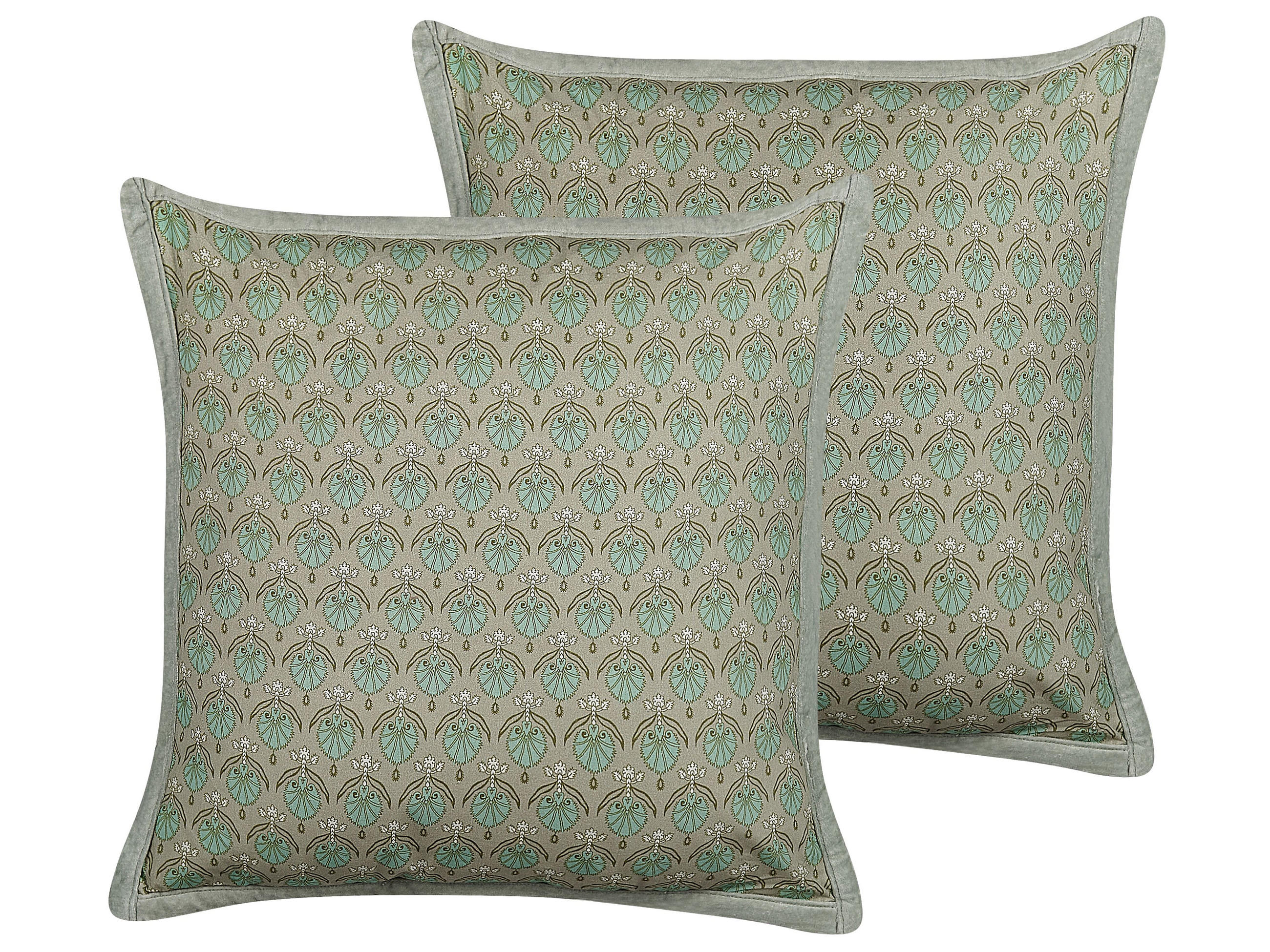 DEKOKISSEN 2er-Set Olivgrün 45/45 cm Pictus - Olivgrün, Naturmaterialen/Textil (45/45cm) - Beliani
