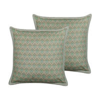 DEKOKISSEN 2er-Set Olivgrün 45/45 cm Pictus - Olivgrün, Naturmaterialen/Textil (45/45cm) - Beliani