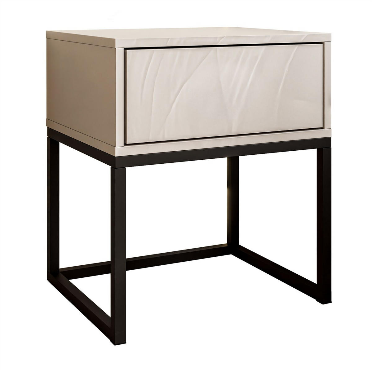 NACHTTISCH BLANCO KASZMIR auf Gestell PUSH OPEN kaschmir/schwarz - Schwarz, Holzwerkstoff (45/52/37cm) - Lookway