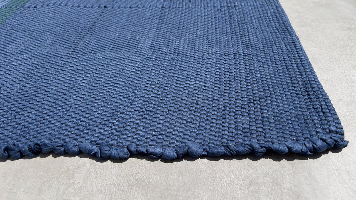 TEPPICH aus recycelten Fasern handgewebt blau - Blau, Naturmaterialien (140/200cm) - AFK Living