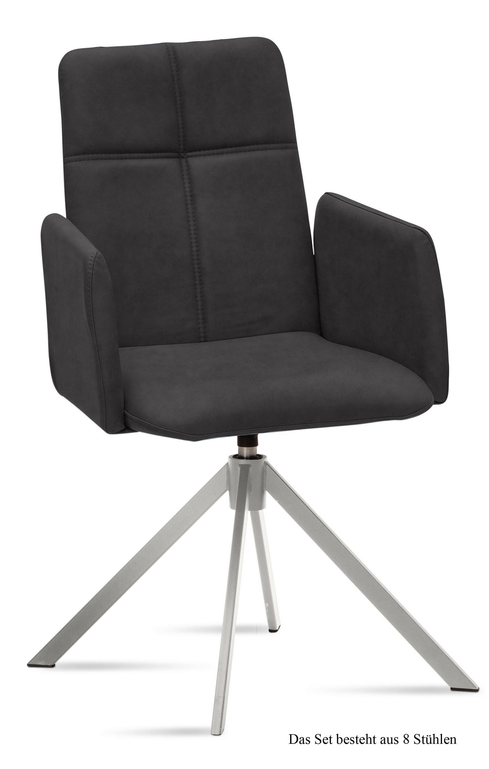 ARMLEHNSTUHL drehbar (8er-Set) Drinka 52x92x60 Edelstahl/Anthrazit - Edelstahlfarben/Anthrazit, Kunststoff (60/92/52cm) - 58aufmkessel