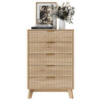 KOMMODE 5 Schubladen Holzoptik, Metallgriffe Gold, 73/40/108 cm - Naturfarben, Holz (40/108/73cm) - PARAFTA HOME