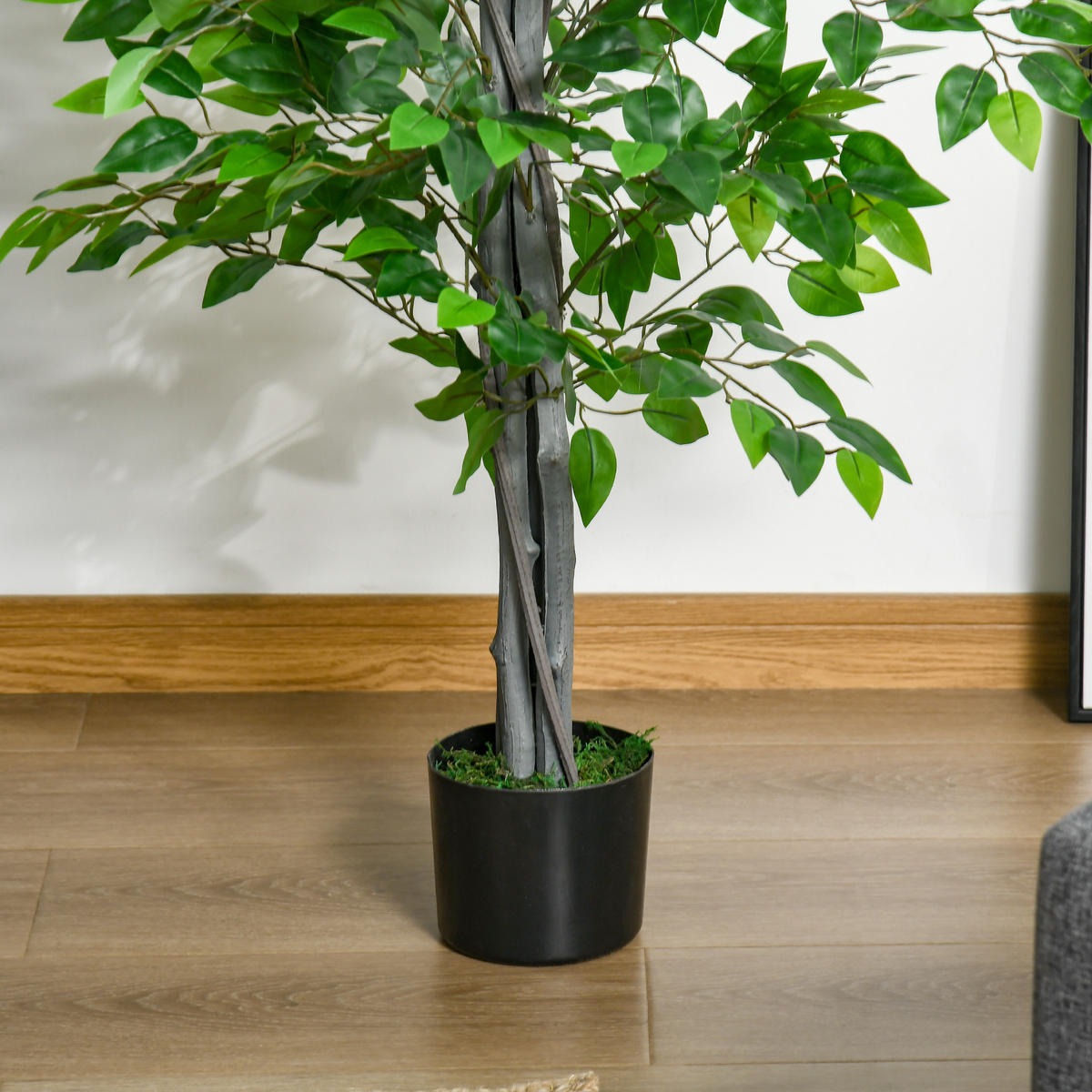 KUNSTPFLANZE DE-08575 135 cm mit Zementtopf Grün - Grün, Kunststoff (135cm) - ComfortXL