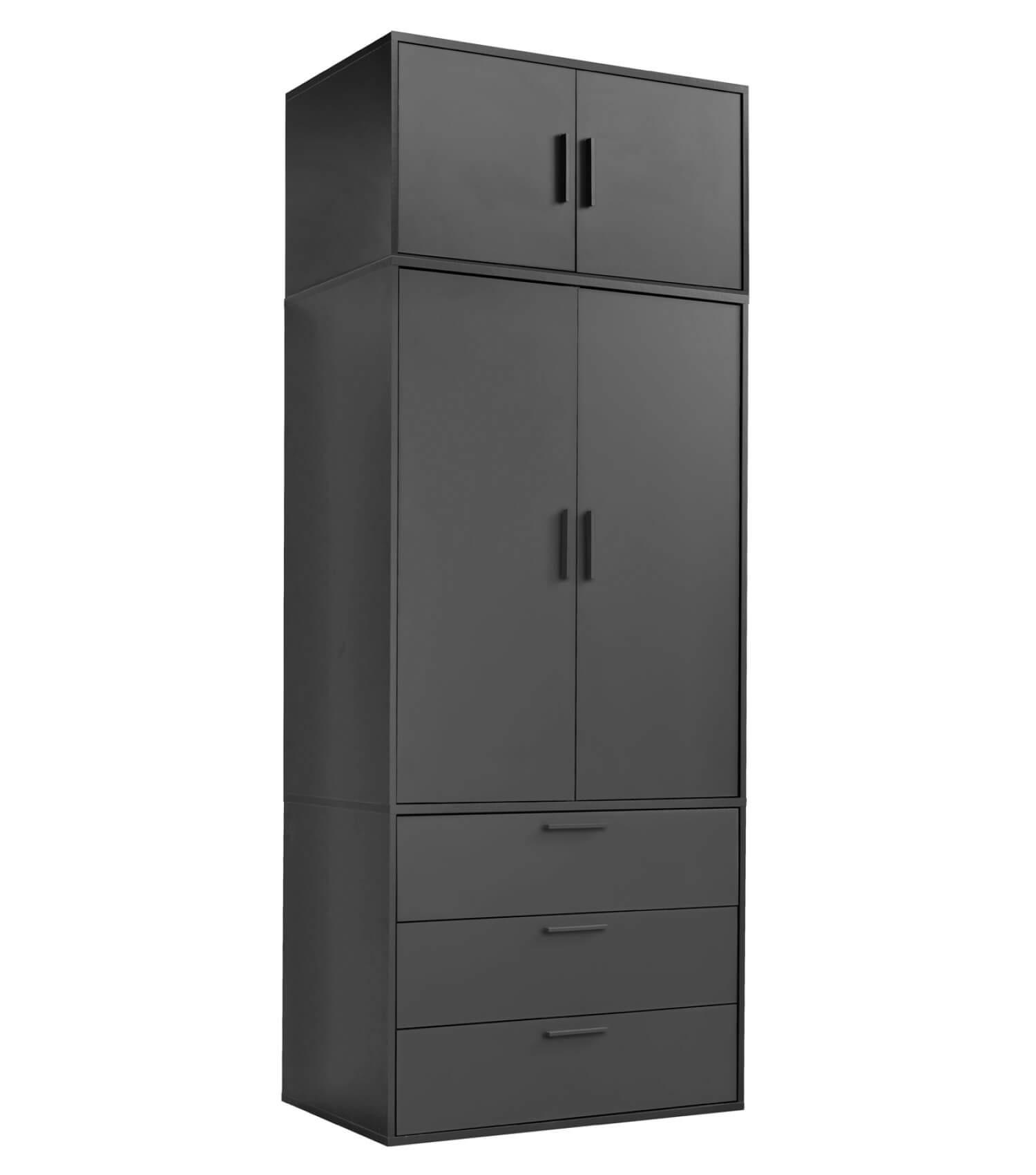 KLEIDERSCHRANK Der Grenzenlose - Anthrazit, Holzwerkstoff (90/234/58cm) - Mokebo