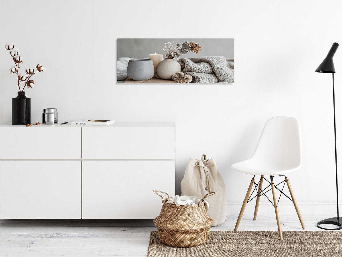 GLASBILD 80x30 cm Boho Stillleben beige grau - Beige, Glas (80/30cm) - artissimo