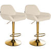 BARHOCKER 2er Set Lederlook creme - Goldfarben/Creme, Textil/Metall (51/89/52cm) - CLP