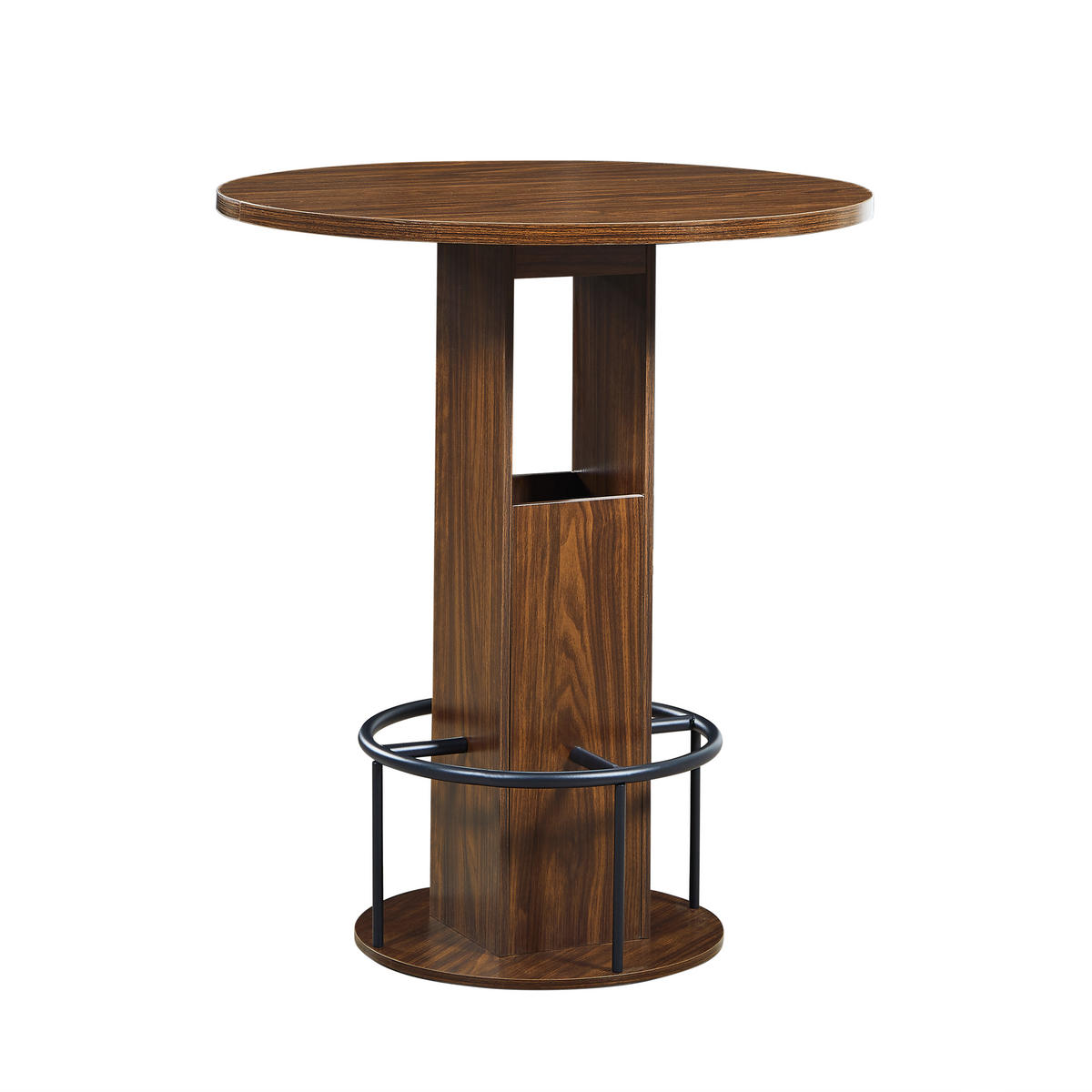 BARTISCH-SET DE-39330 3-teilig, rund, mit 2 Hockern Walnuss - Walnussfarben, Holzwerkstoff (80/91.5/80cm) - ComfortXL