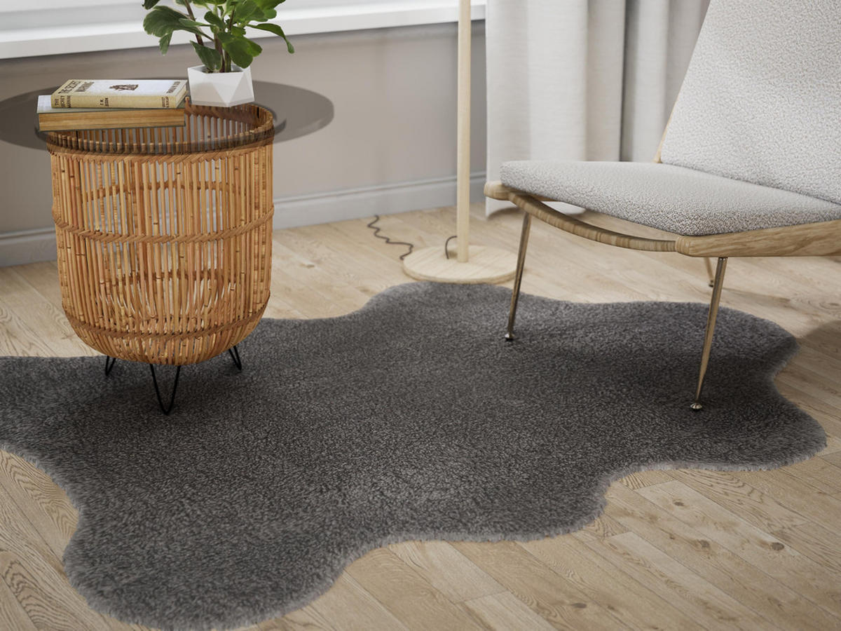 HOCHFLOR-TEPPICH Curly Dunkelgrau 60x90 cm - Dunkelgrau, Textil (60/90cm) - Vercai Rugs
