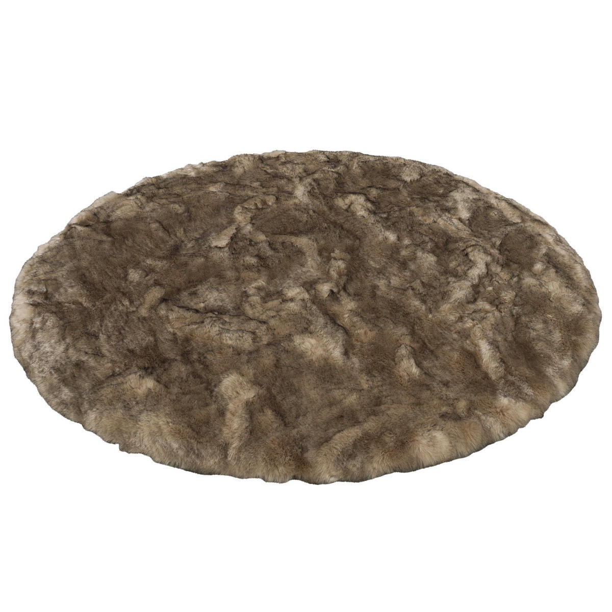 LUXUS SUPER SOFT FELLTEPPICH ASPEN RUND MELIERT - Braun, Textil (80/80cm) - Pergamon