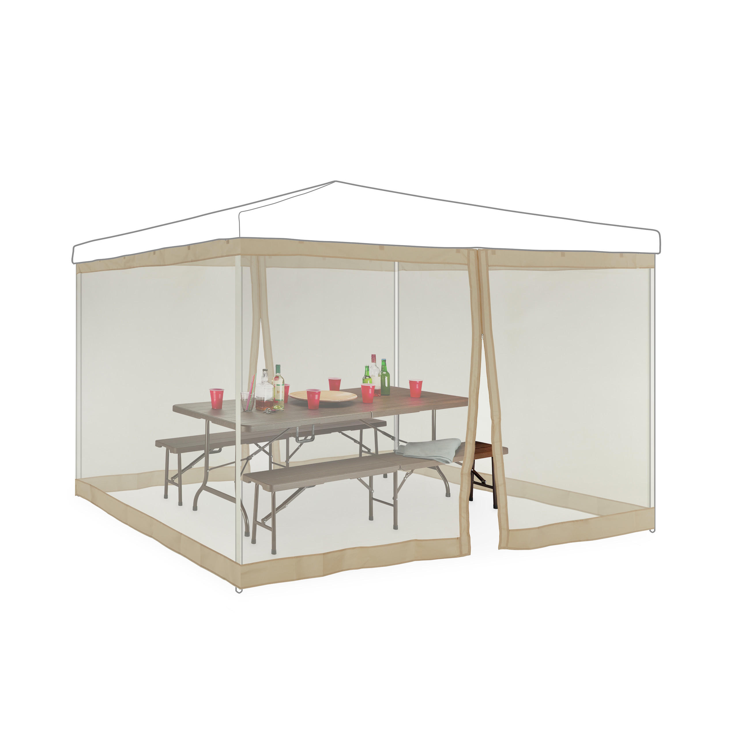 Relaxdays MOSKYTIÉRA béžová 2dílná-sada pro altán 3x3 m