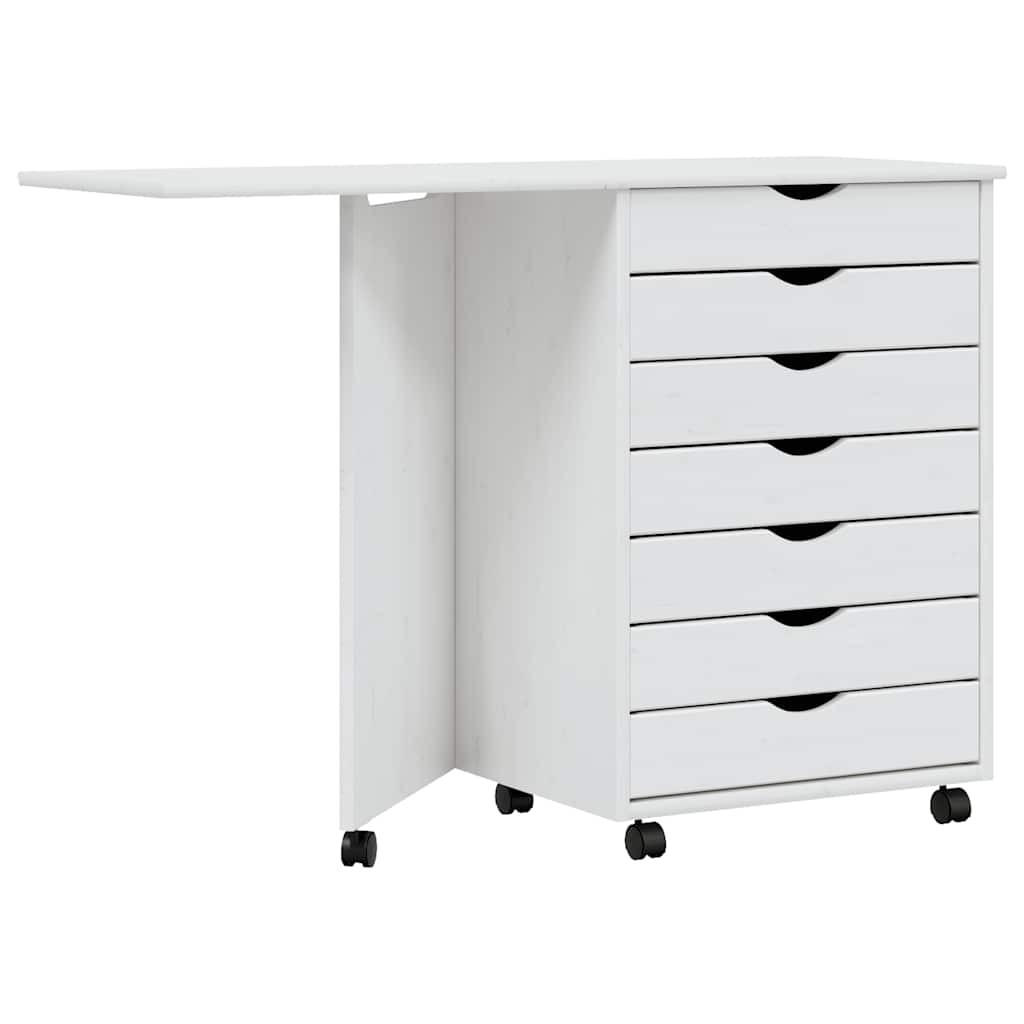 ROLLSCHRANK Mit Schreibtisch Moss Weiss Massivholz Kiefer - Weiß, Holz (105.5/39/74.5cm) - vidaXL