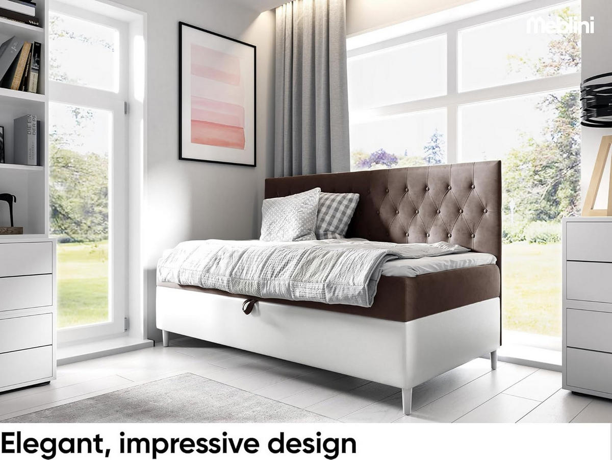 KINDERBETT FLIPPO 2 - Braun/Weiß, Holzwerkstoff (102/202cm) - Meblini