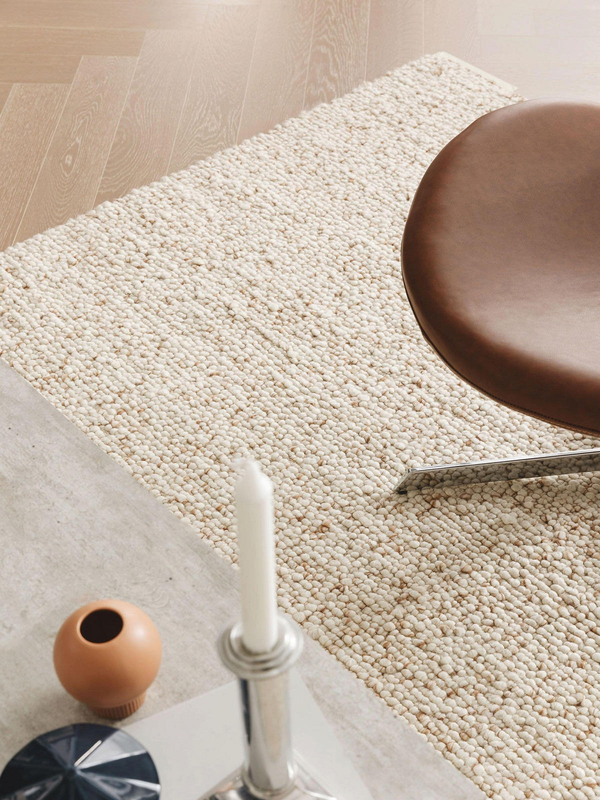 WOLLTEPPICH Patch Braun 120x170 cm - Braun, Textil (120/170cm) - benuta Pure