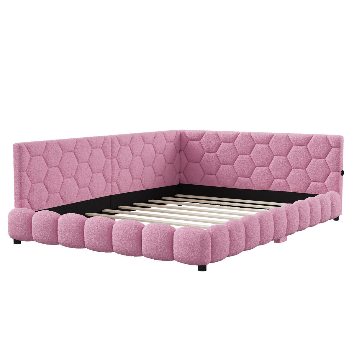 POLSTERBETT 140x200 cm, Rosa, LED-Beleuchtung und USB-Anschluss, Tagesbett Schlafsofa - Rosa, Textil/Metall (140/200cm)