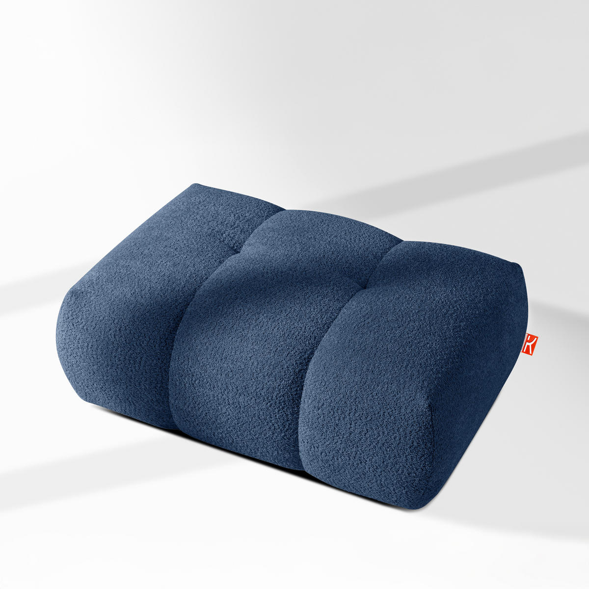POUF LIRA, Dunkelblau, Bouclé - Dunkelblau, Holz/Holzwerkstoff (96/43/50cm) - KONSIMO®