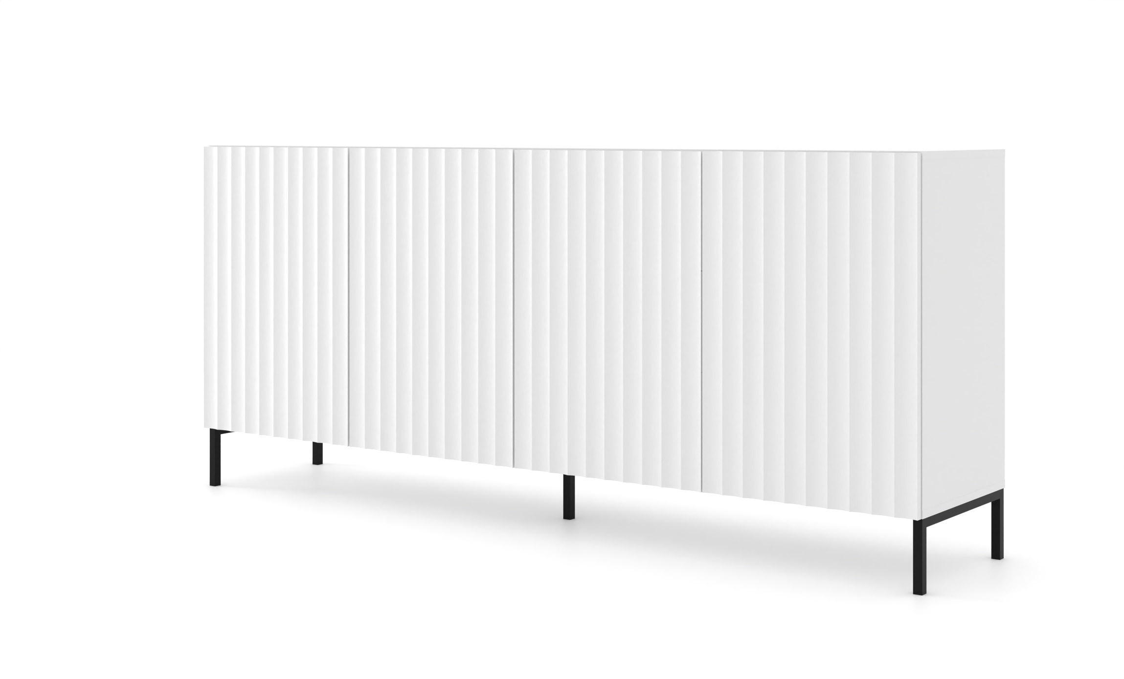 KOMMODE Weiß, Schwarz 200/87/42 - Schwarz/Weiß, Holzwerkstoff (200/87/42cm) - RAUMHIRSCH FURNITURE