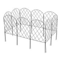 GARTENZAUN 10er set aus pulverbeschichtetem Eisen, Bogen Design, 33x61 cm, schwarz, mit Erdspießen - Schwarz/Weiß, Kunststoff/Textil (33/93/55cm) - Livingandhome