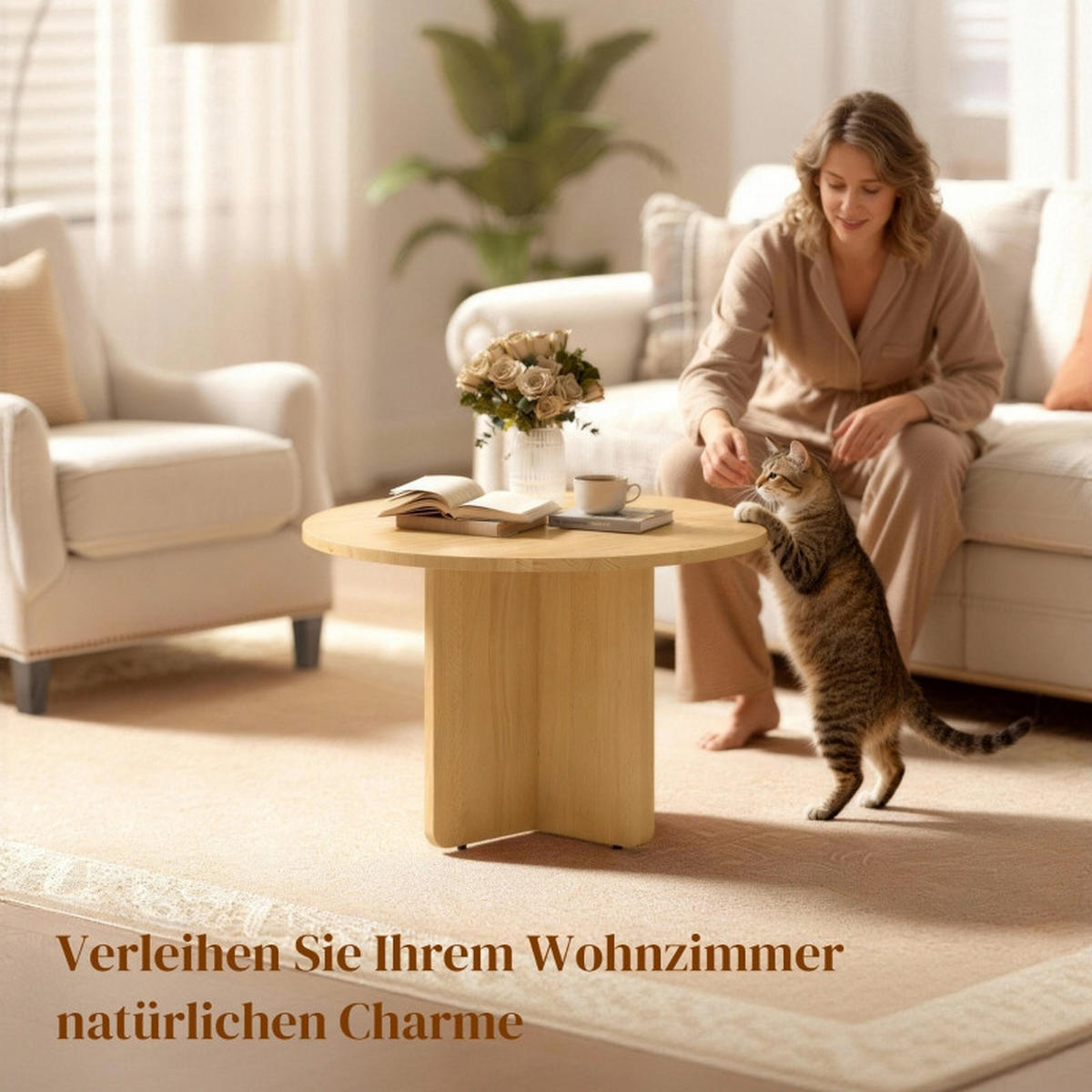 COUCHTISCH 66/66/45 cm natur aus Bambus mit Kreuzgestell - Naturfarben, Naturmaterialien (66/66/45cm) - OKWISH