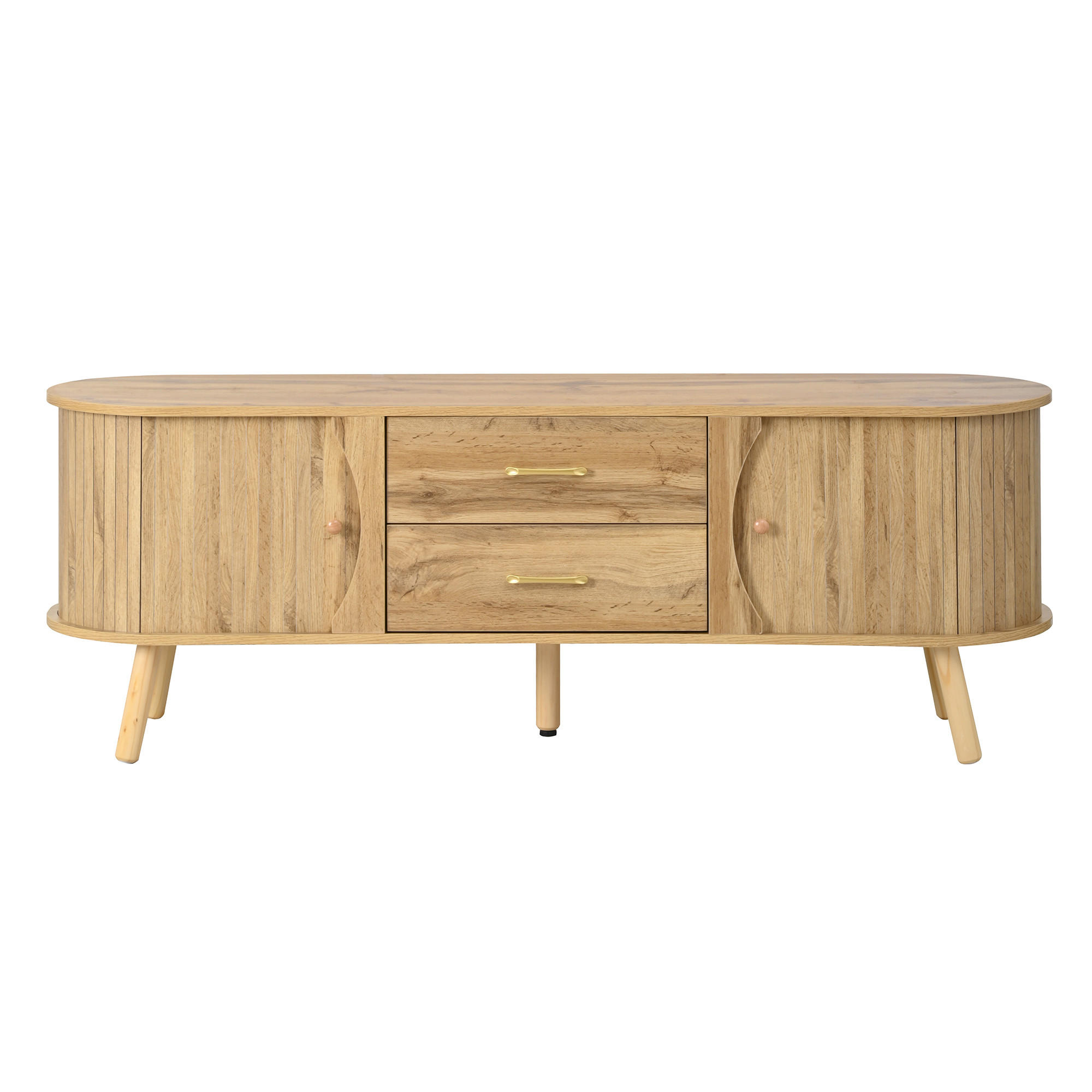 TV-LOWBOARD holzoptik & erbsenform - Naturfarben, Holzwerkstoff (160/55/36.5cm) - Urban Meuble
